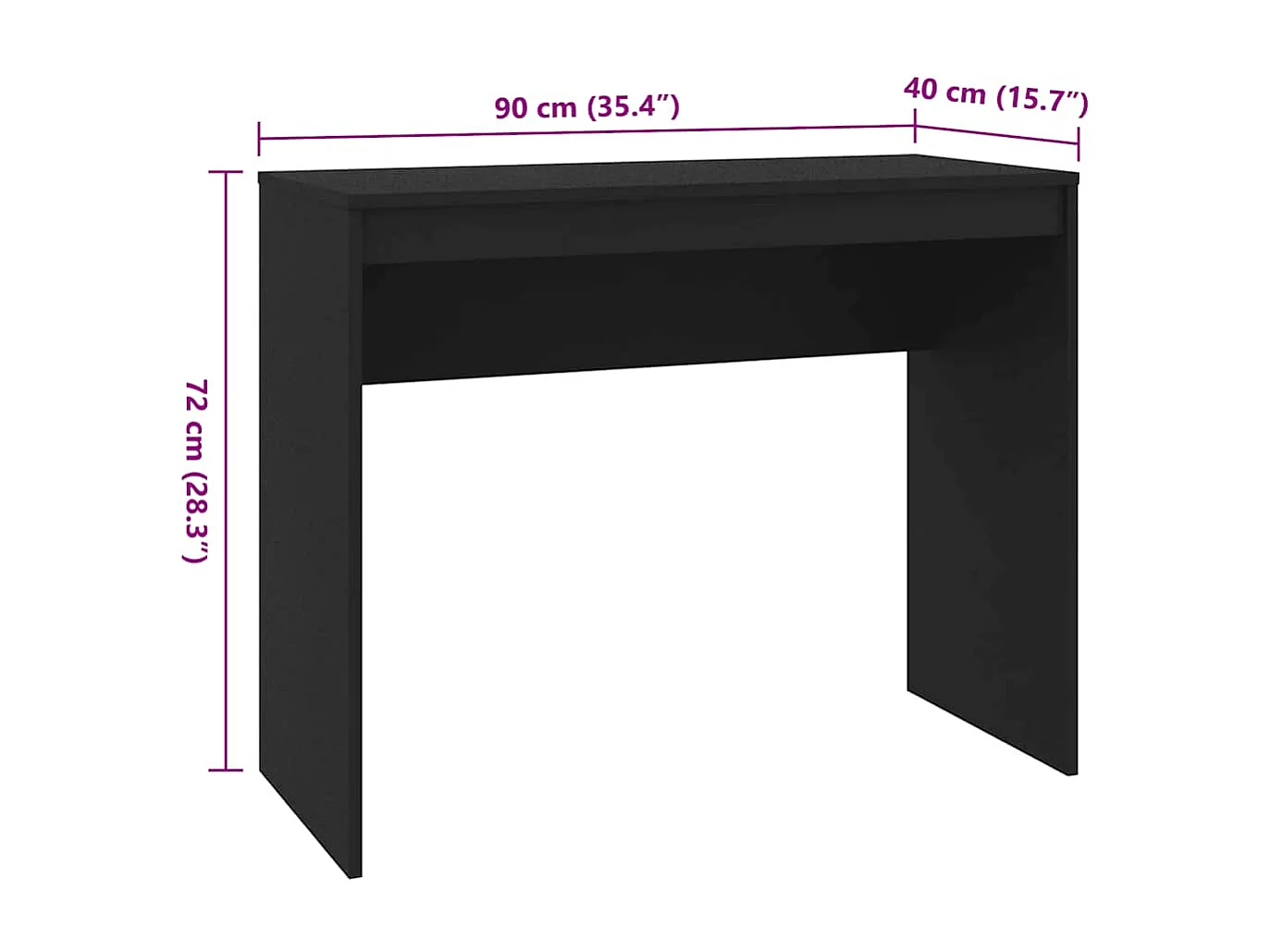 Bureau Noir 90x40x72 cm Bois d'ingénierie