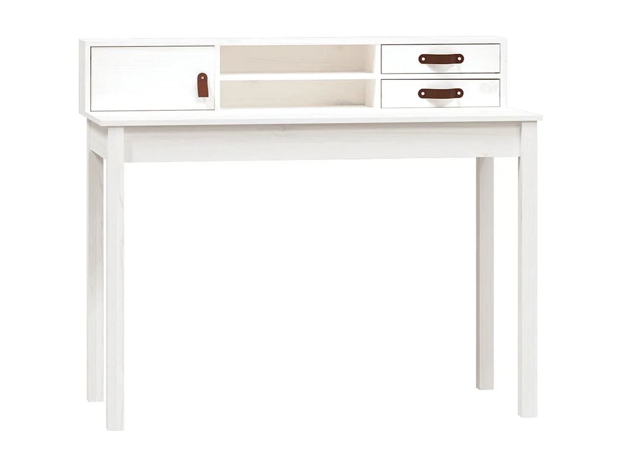 Scrivania Bianca 110x50x93 cm in Legno Massello di Pino