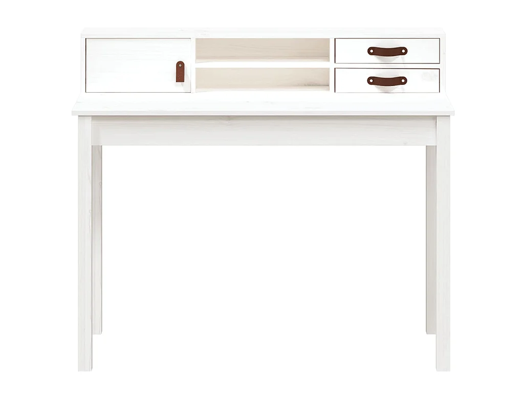 Scrivania Bianca 110x50x93 cm in Legno Massello di Pino