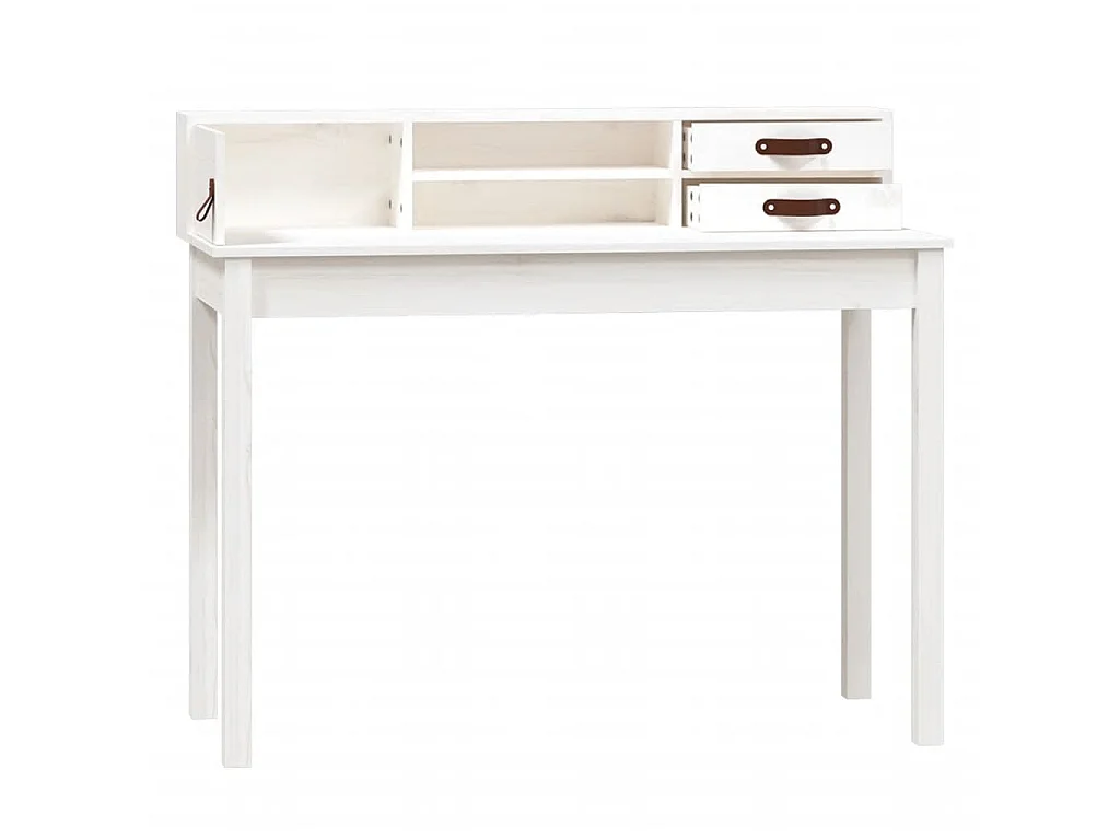 Scrivania Bianca 110x50x93 cm in Legno Massello di Pino