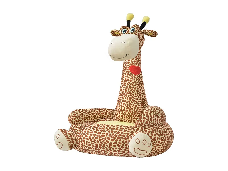 Cadeira em pelúcia infantil, girafa, castanho