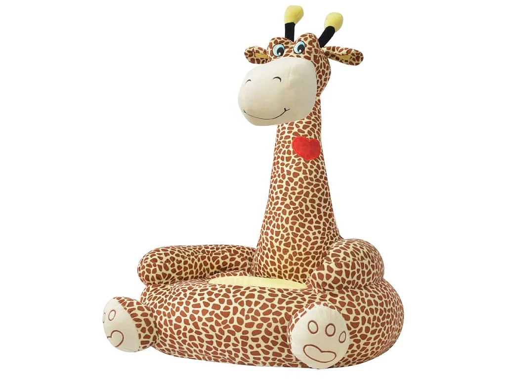 Chaise en peluche pour enfants Girafe Marron