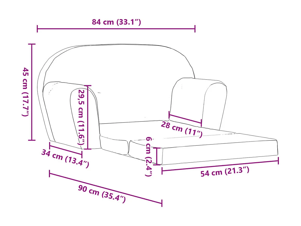 Chaise longue pliable pour enfants gris clair