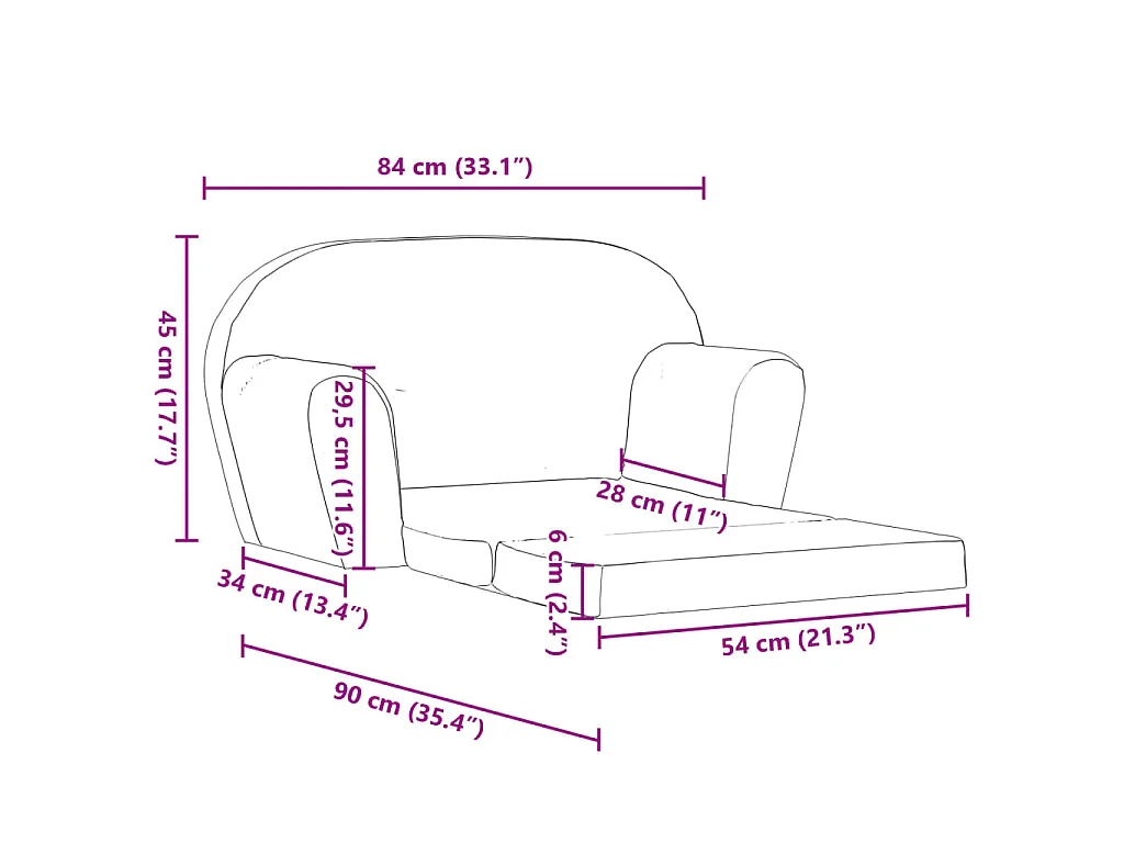 Chaise longue pliable pour enfants gris clair