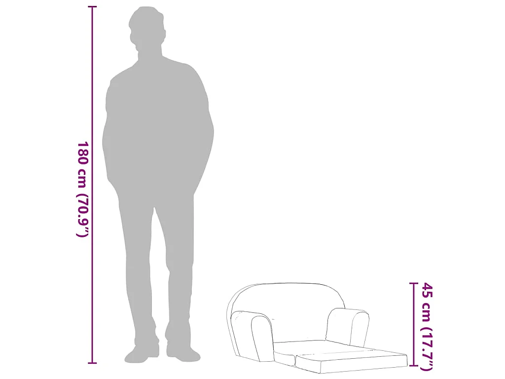 Chaise longue pliable pour enfants gris clair