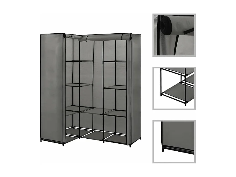 Armario de esquina gris 130x87x169 cm