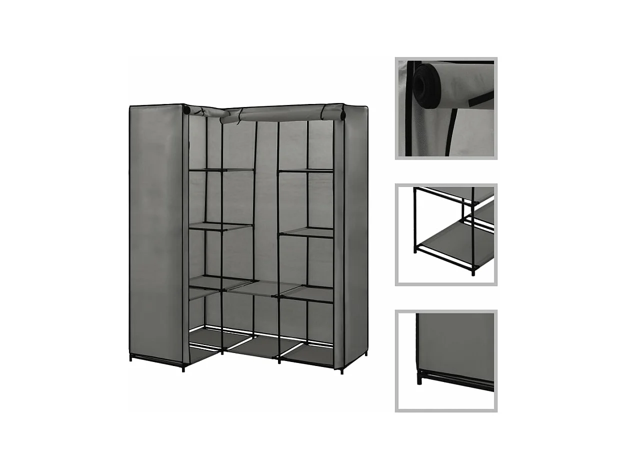 Garde-robe d'angle Gris 130 x 87 x 169 cm