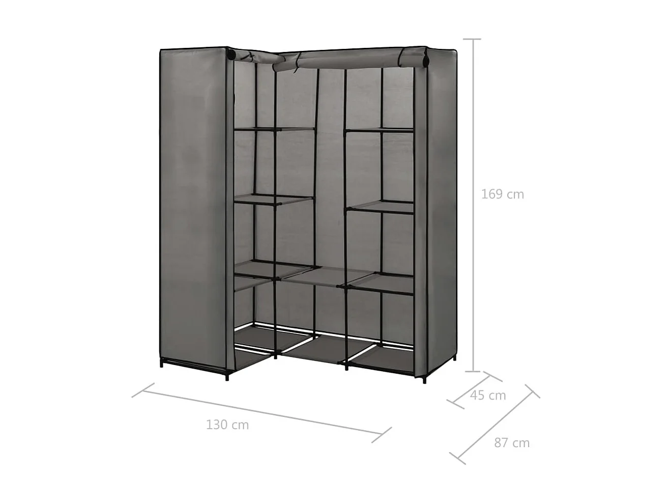 Armadio Angolare Grigio 130x87x169 cm