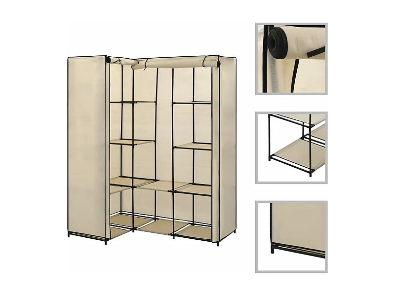 Roupeiro de canto 130x87x169 cm creme