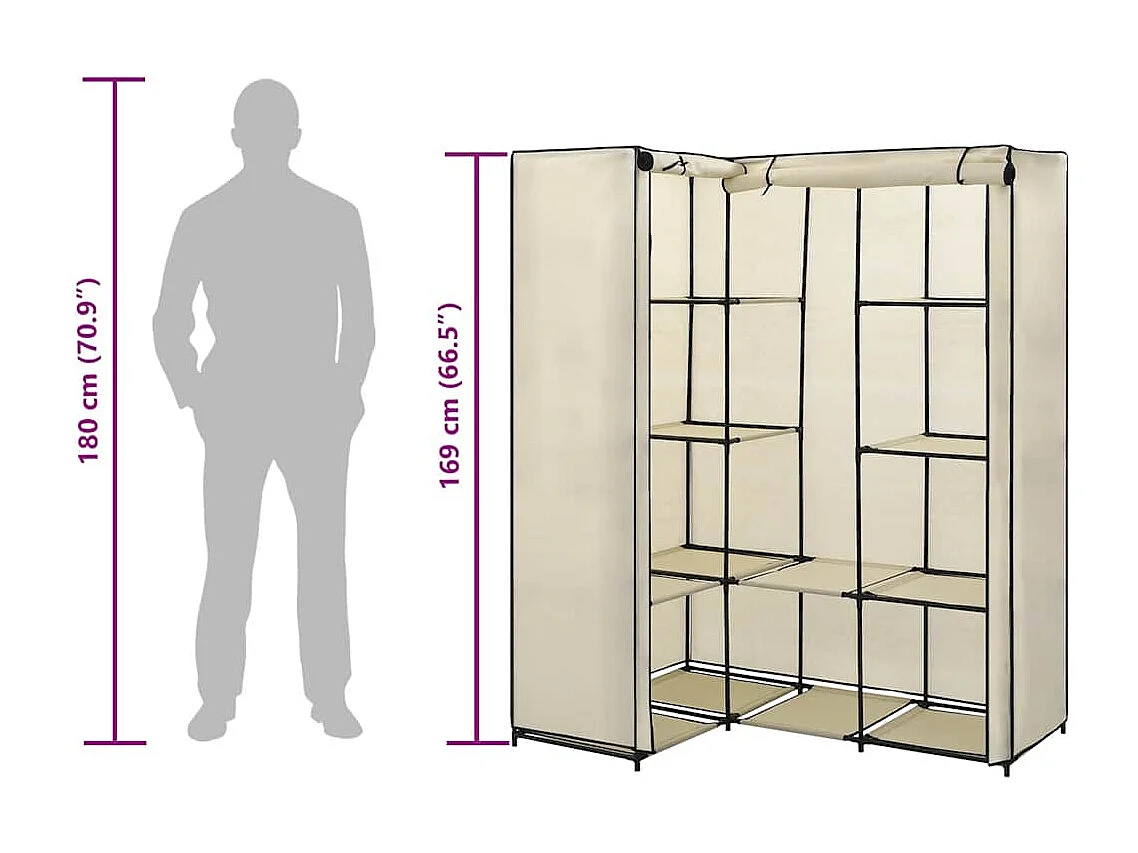 Garde-robe d'angle Crème 130 x 87 x 169 cm