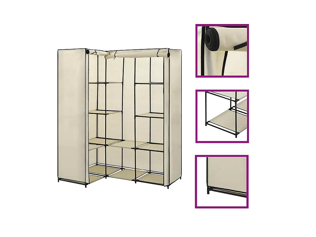 Eckkleiderschrank Creme 130 x 87 x 169 cm