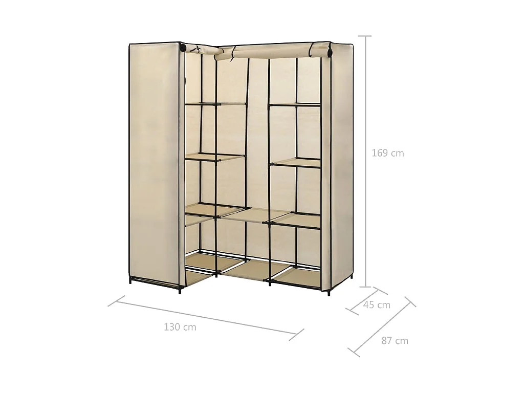 Eckkleiderschrank Creme 130 x 87 x 169 cm