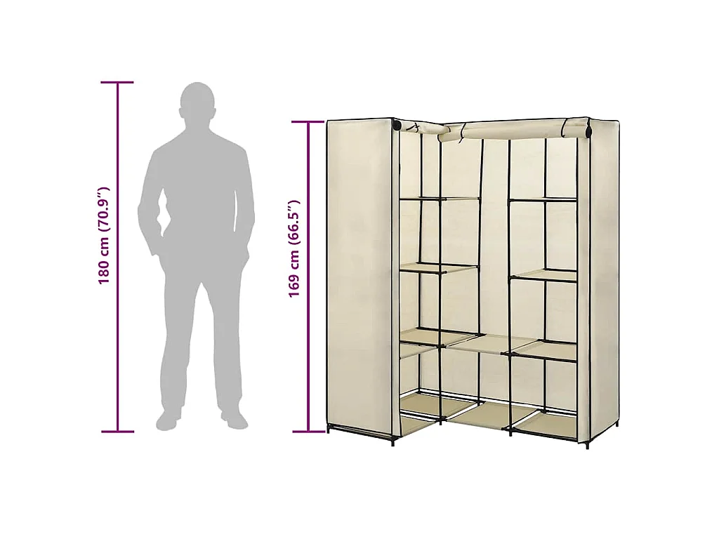 Eckkleiderschrank Creme 130 x 87 x 169 cm