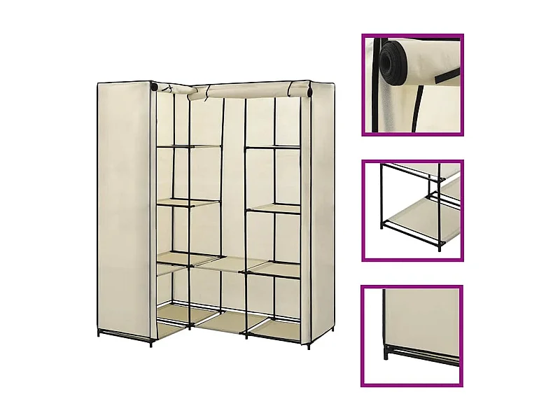 Roupeiro de canto 130x87x169 cm creme