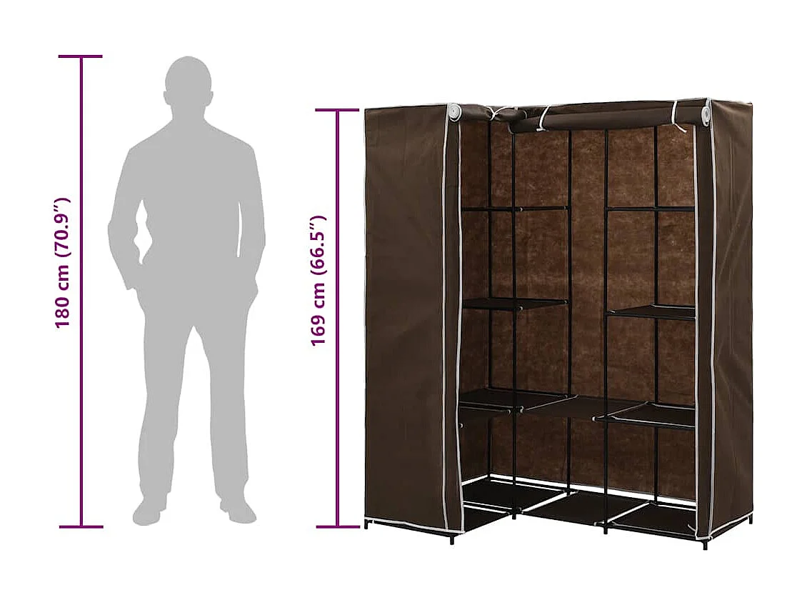 Hoekkledingkast 130x87x169 cm bruin