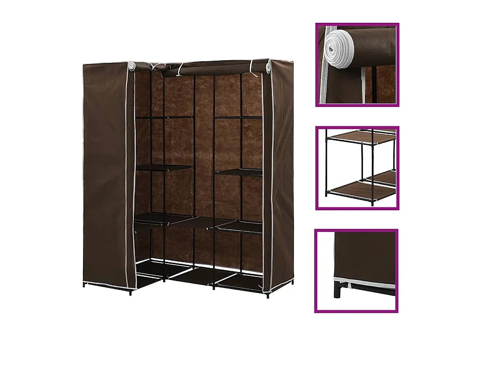 Garde-robe d'angle Marron 130x87x169 cm