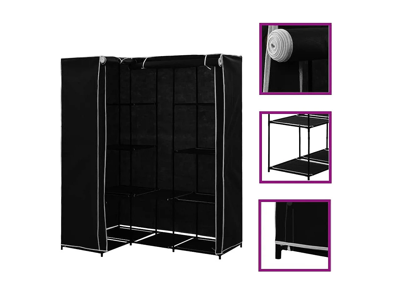 Roupeiro de canto 130x87x169 cm preto
