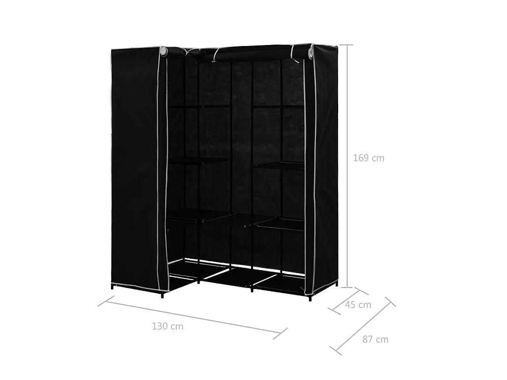 Eckkleiderschrank Schwarz 130 x 87 x 169 cm
