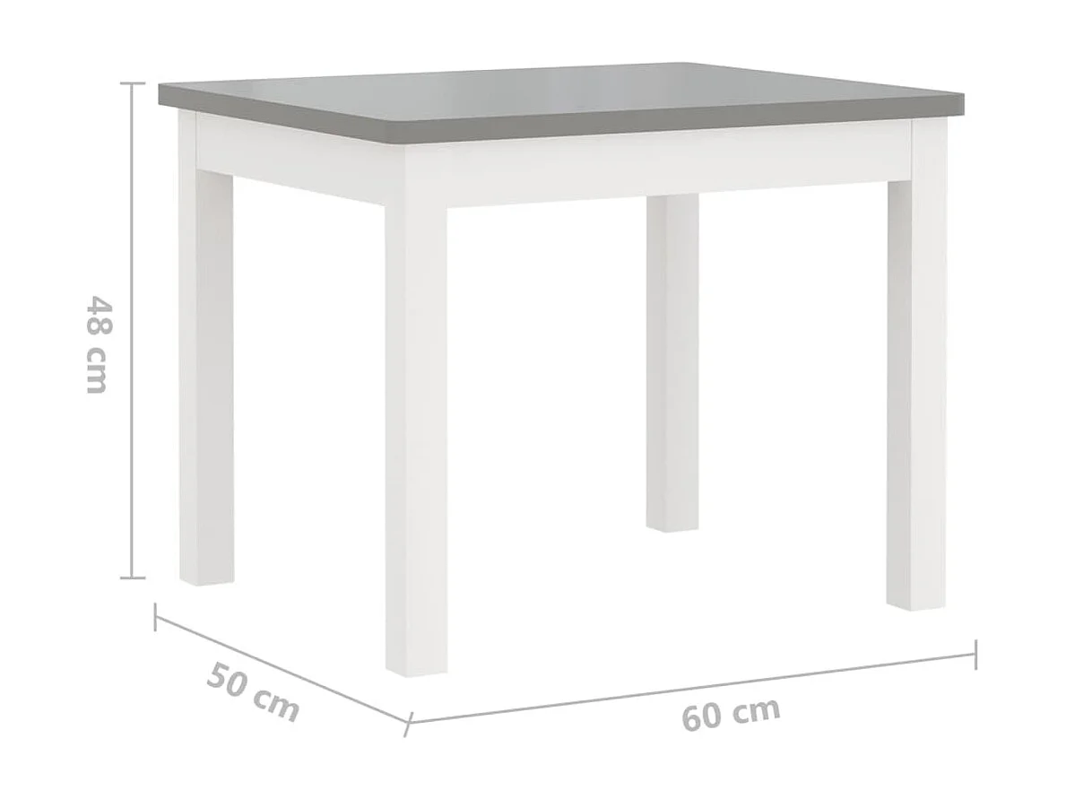 Set Tavolo e Sedie per Bambini 3 Pezzi Bianco e Grigio in MDF