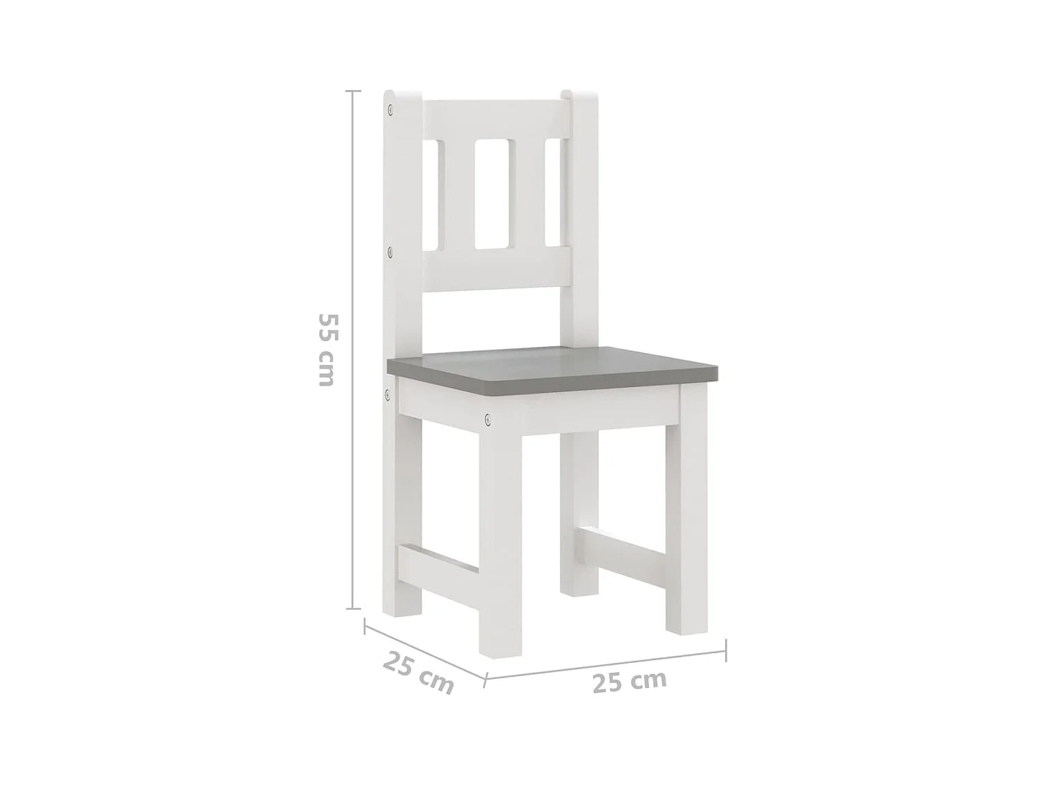 Ensemble de table et chaises enfants 3 pcs Blanc et gris MDF