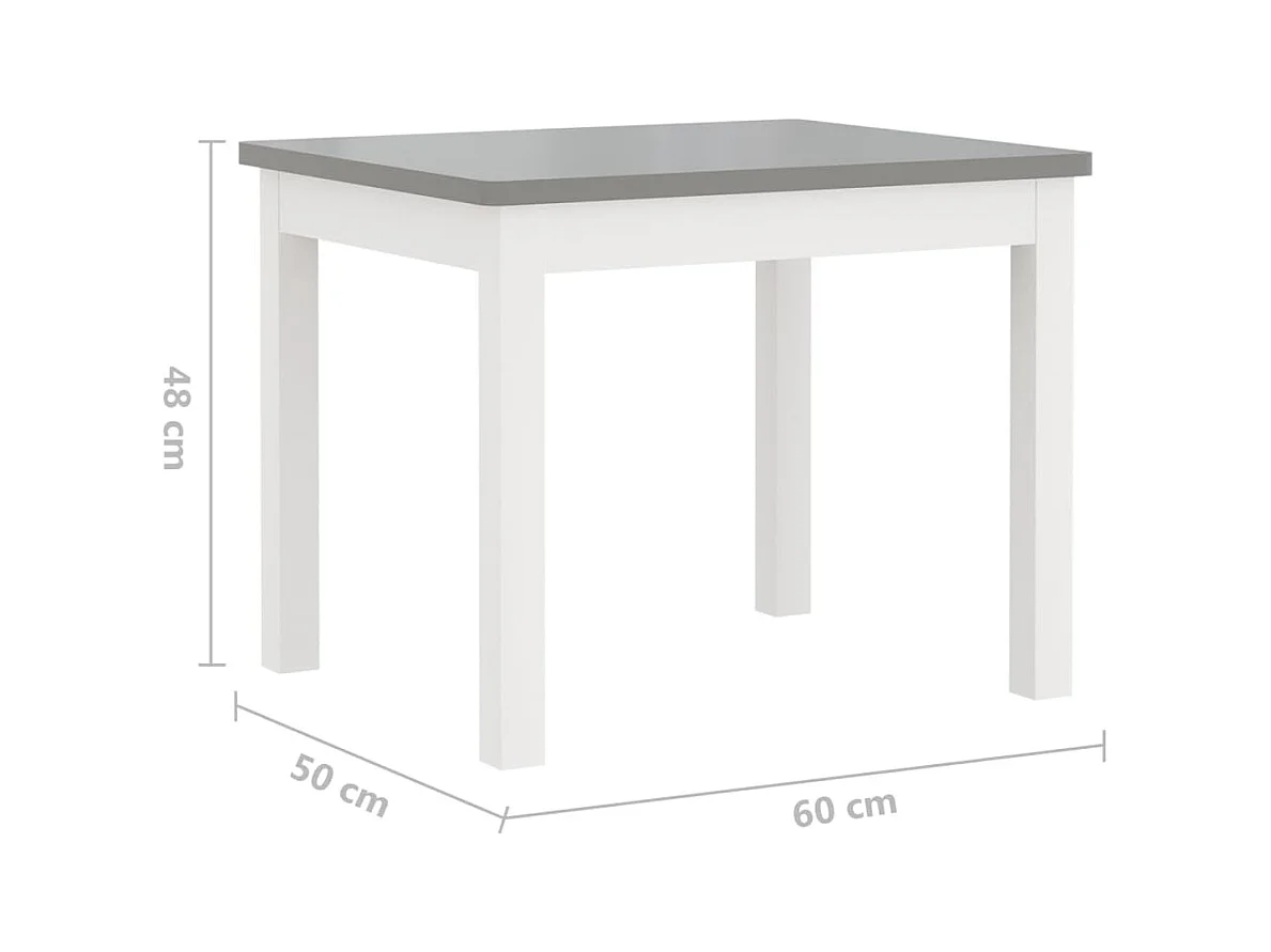 Ensemble de table et chaises enfants 3 pcs Blanc et gris MDF