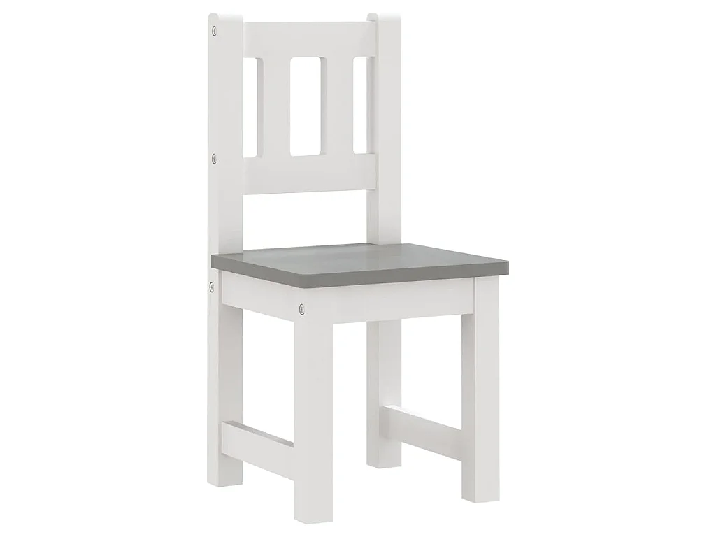 Ensemble de table et chaises enfants 3 pcs Blanc et gris MDF