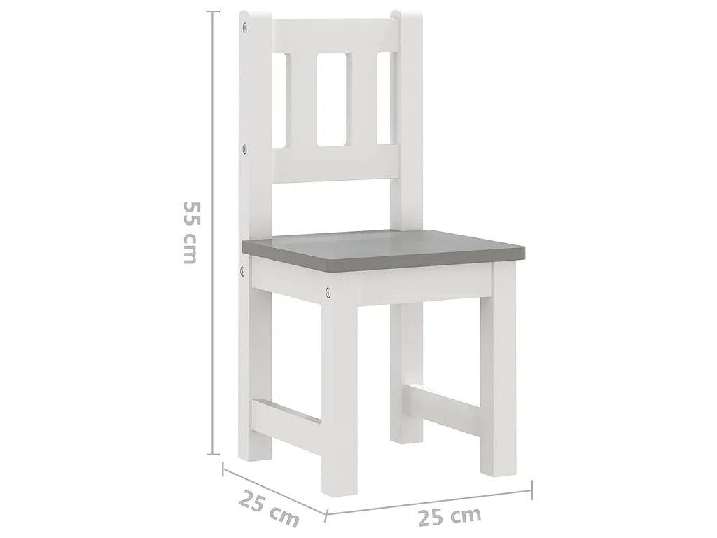 Ensemble de table et chaises enfants 3 pcs Blanc et gris MDF