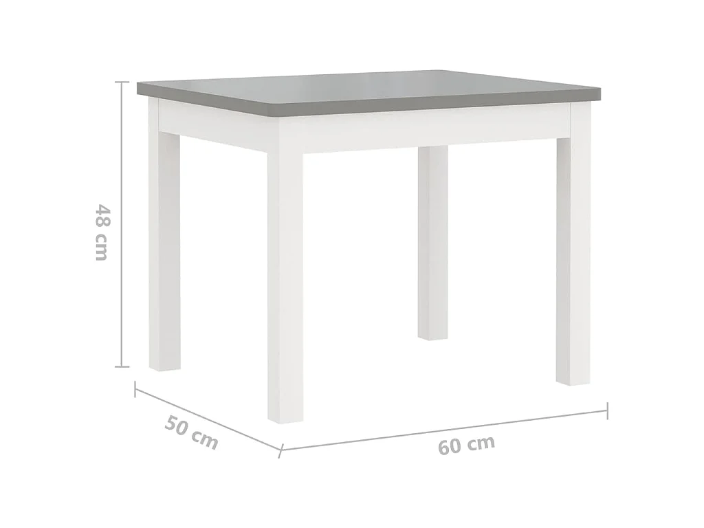 Ensemble de table et chaises enfants 3 pcs Blanc et gris MDF