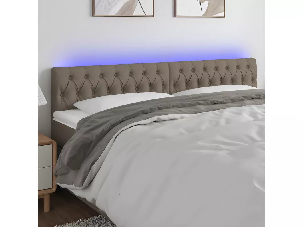 Kauf Unique LED Kopfteil Taupe 200x7x78/88 cm Stoff