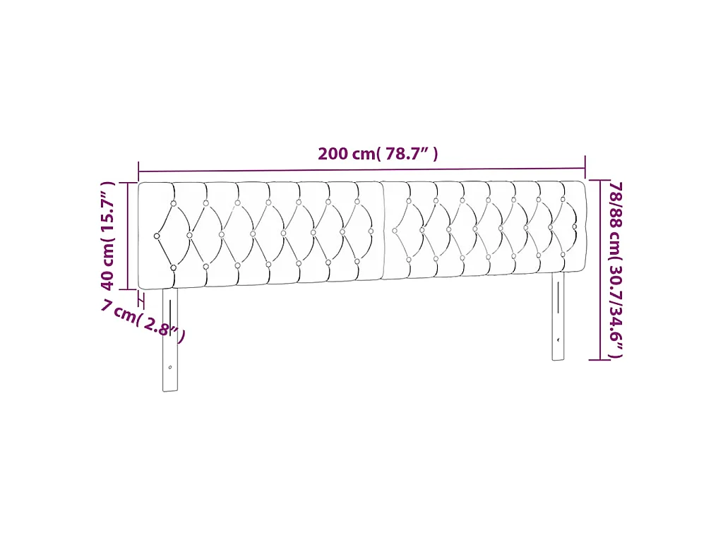 Hoofdbord LED 200x7x78/88 cm stof taupe