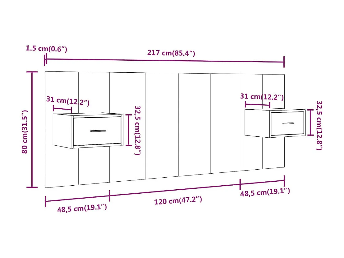 Tête de lit avec armoires Blanc Bois d'ingénierie