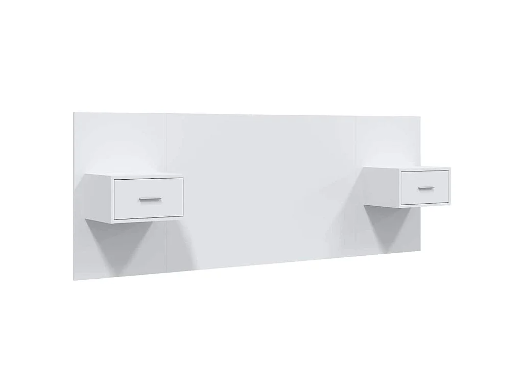 Testiera per Letto con Comodini in Legno Multistrato Bianco