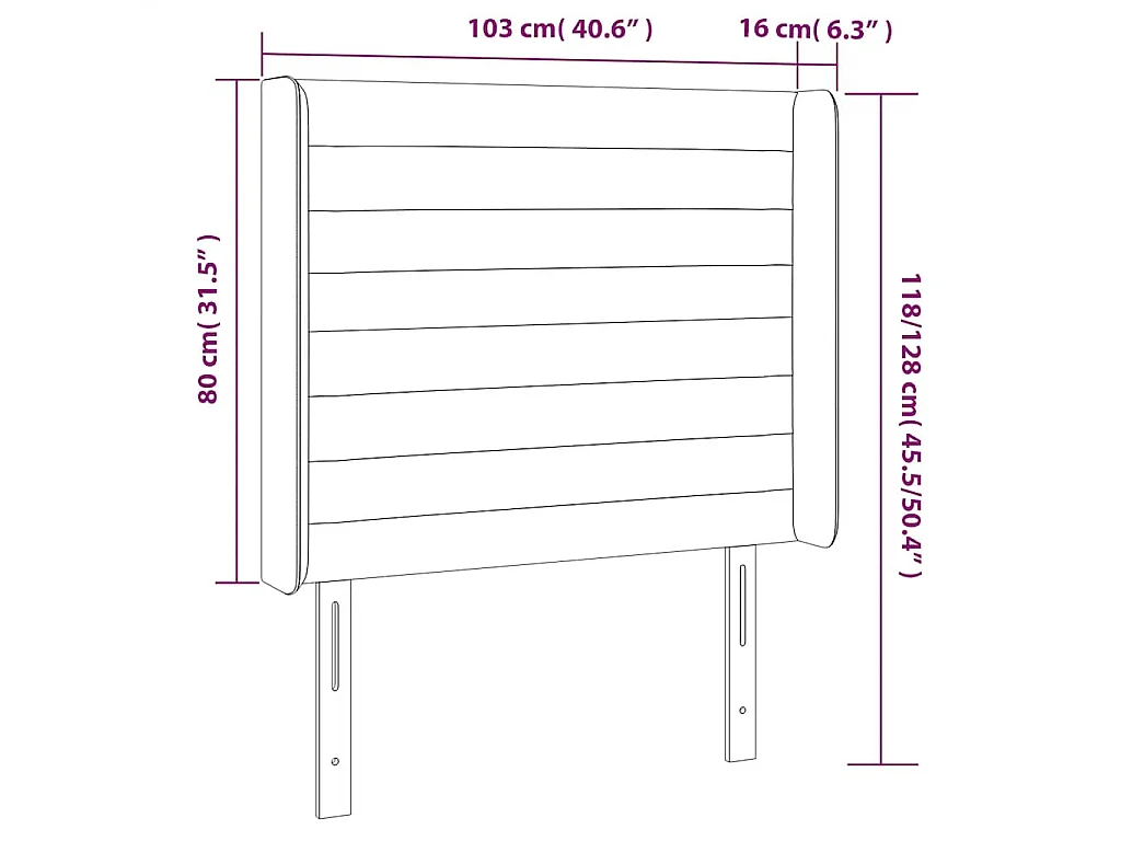 Kopfteil mit Ohren Dunkelblau 103x16x118/128 cm Samt