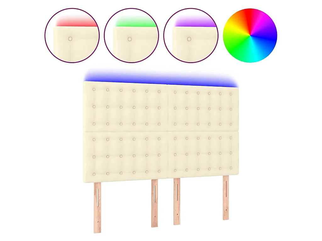 LED Kopfteil Creme 144x5x118/128 cm Kunstleder
