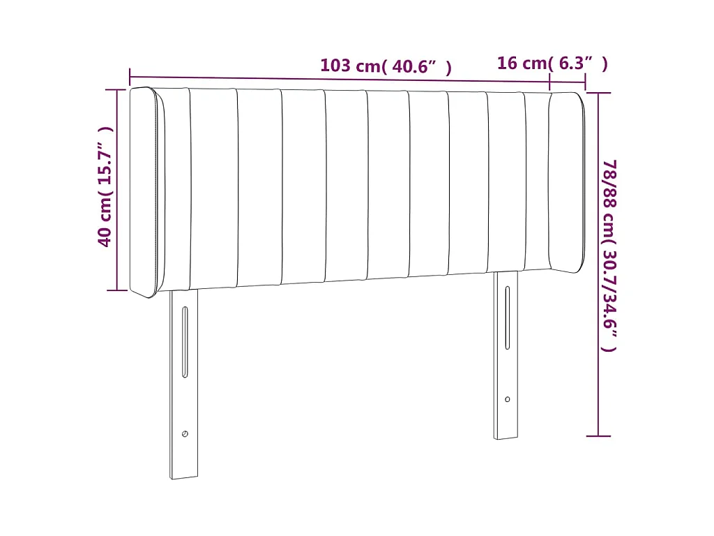 Hoofdbord met randen 103x16x78/88 cm stof blauw
