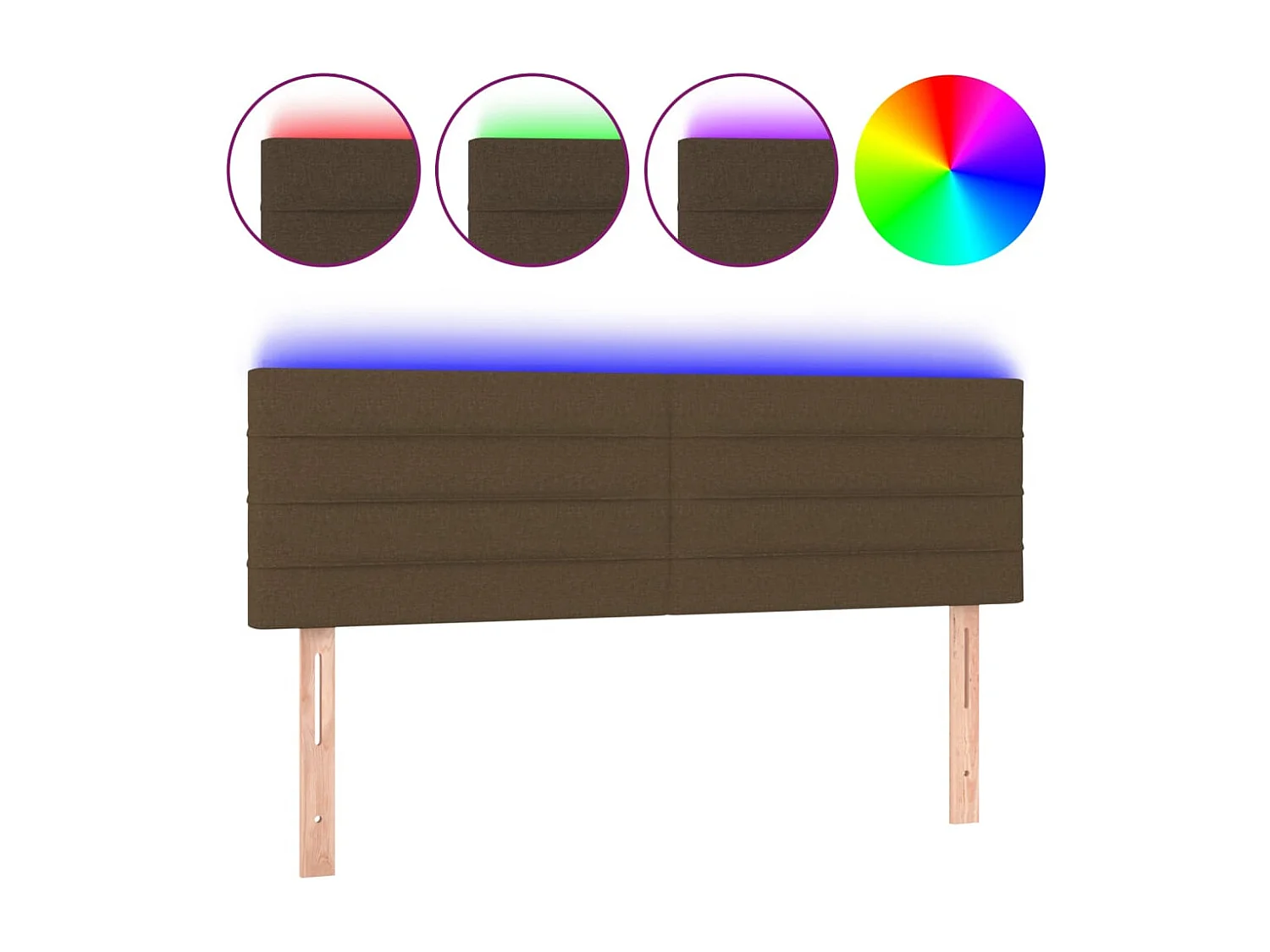 LED Kopfteil Dunkelbraun 144x5x78/88 cm Stoff
