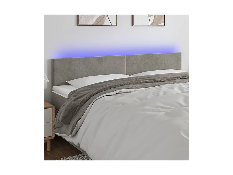 Tête de lit à LED Gris clair 160x5x78/88 cm Velours