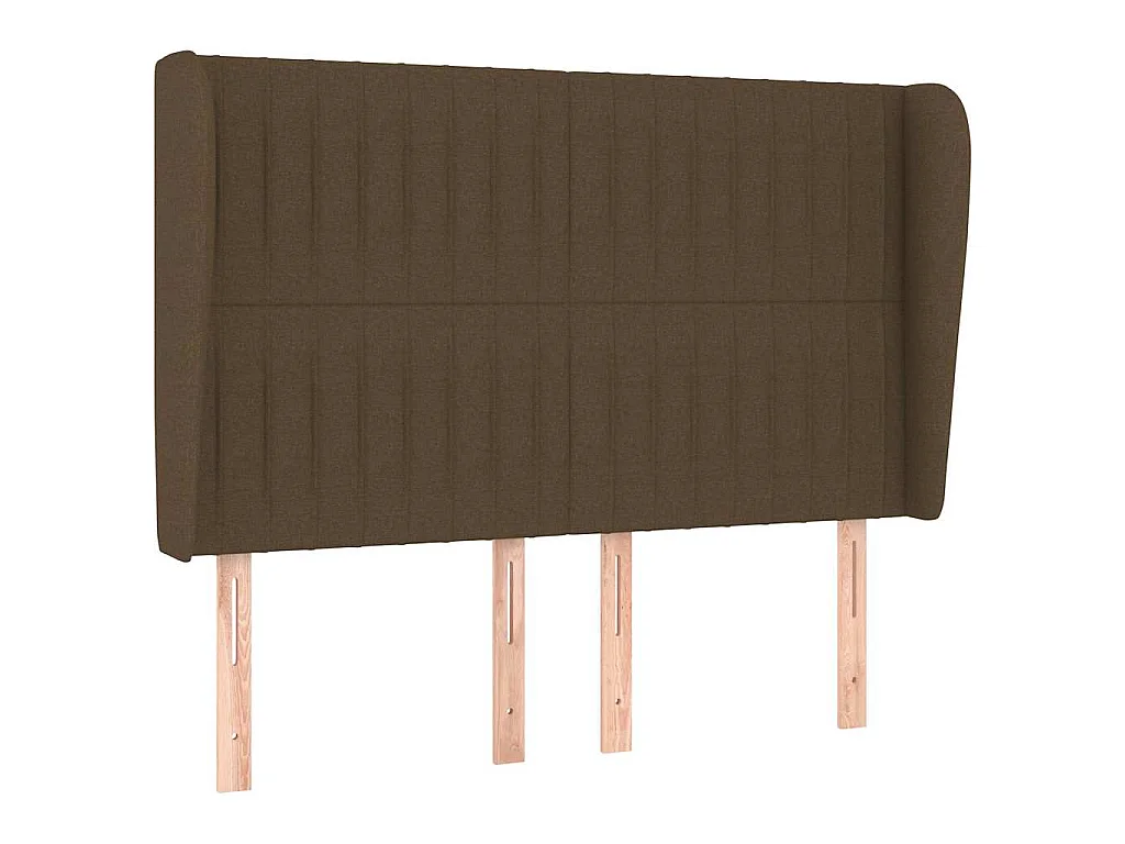 Hoofdbord met randen 147x23x118/128 cm stof donkerbruin