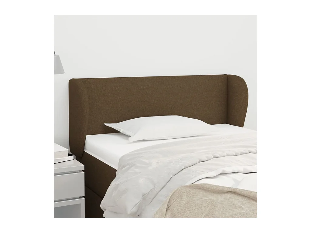 Tête de lit avec oreilles Marron foncé 93x23x78/88 cm Tissu
