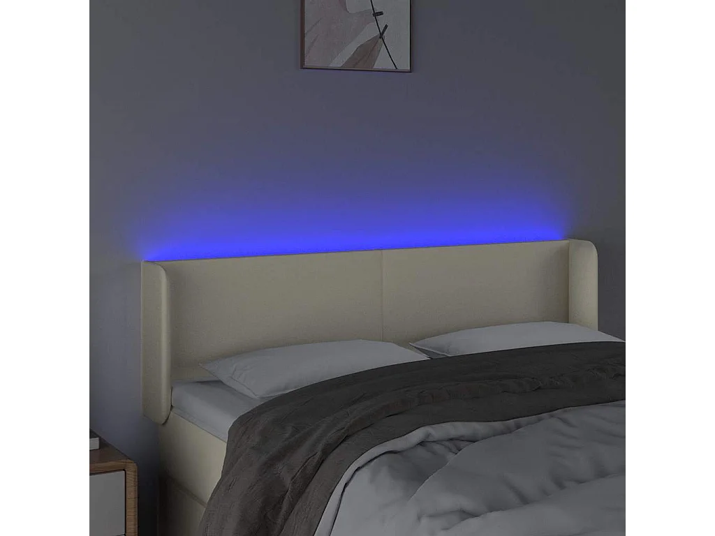Testiera a LED Crema 147x16x78/88 cm in Similpelle