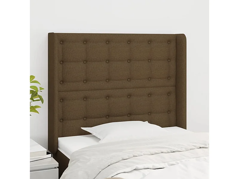 Testiera ad Orecchio Marrone Scuro 93x16x118/128 cm in Tessuto