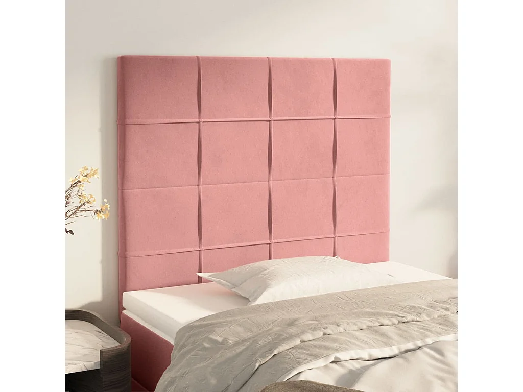 Cabeceira Rosa 80x5x118/128 cm Veludo