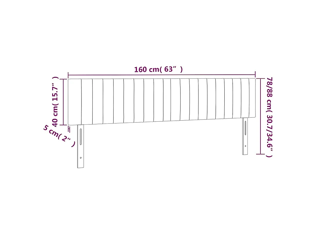 LED Kopfteil Dunkelblau 160x5x78/88 cm Samt