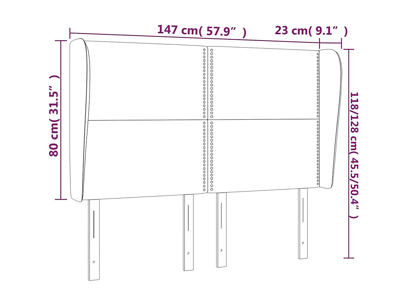 Tête de lit avec oreilles Vert foncé 147x23x118/128 cm Velours