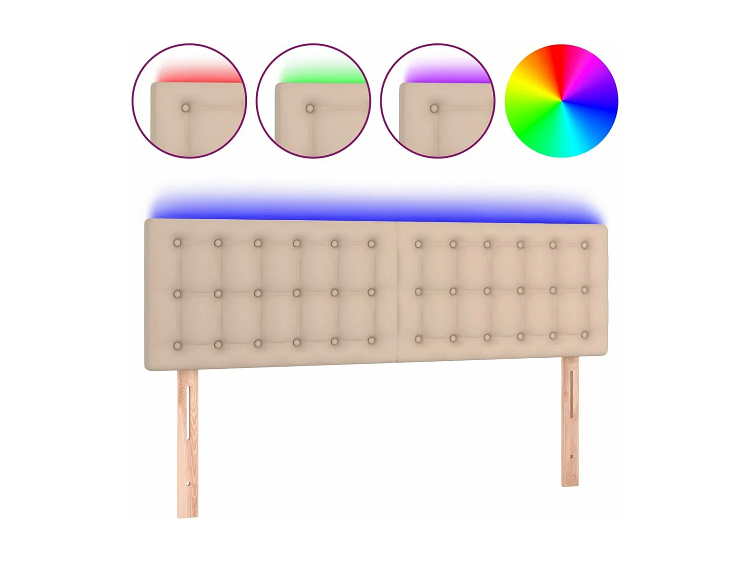 Hoofdbord LED 144x5x78/88 cm kunstleer cappuccinokleurig