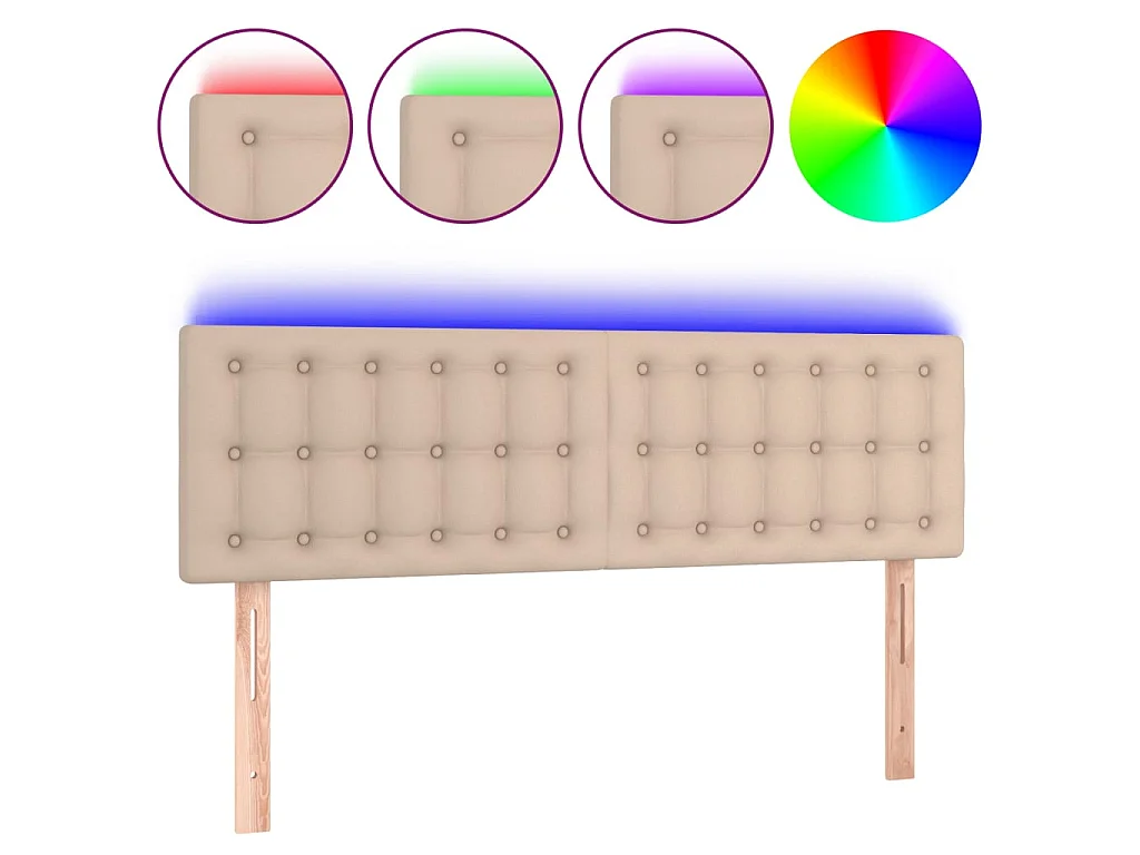 Testiera Cappuccino a LED 144x5x78/88 cm in Similpelle