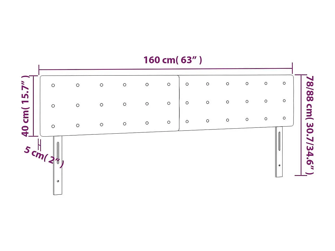LED Kopfteil Schwarz 160x5x78/88 cm Samt