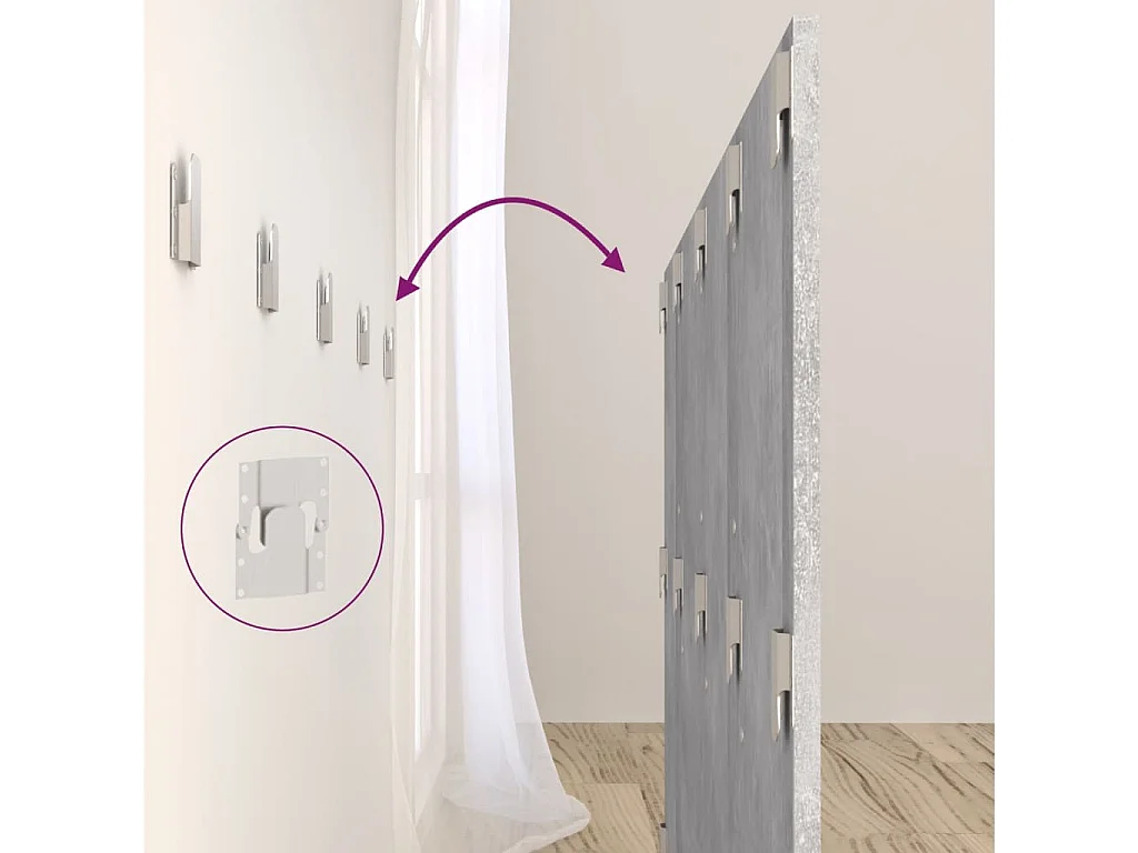 Tête de lit avec armoires Gris béton Bois d'ingénierie