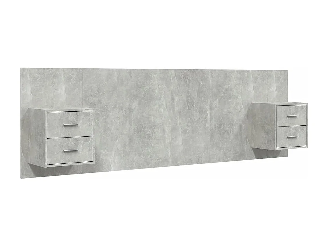 Tête de lit avec armoires Gris béton Bois d'ingénierie