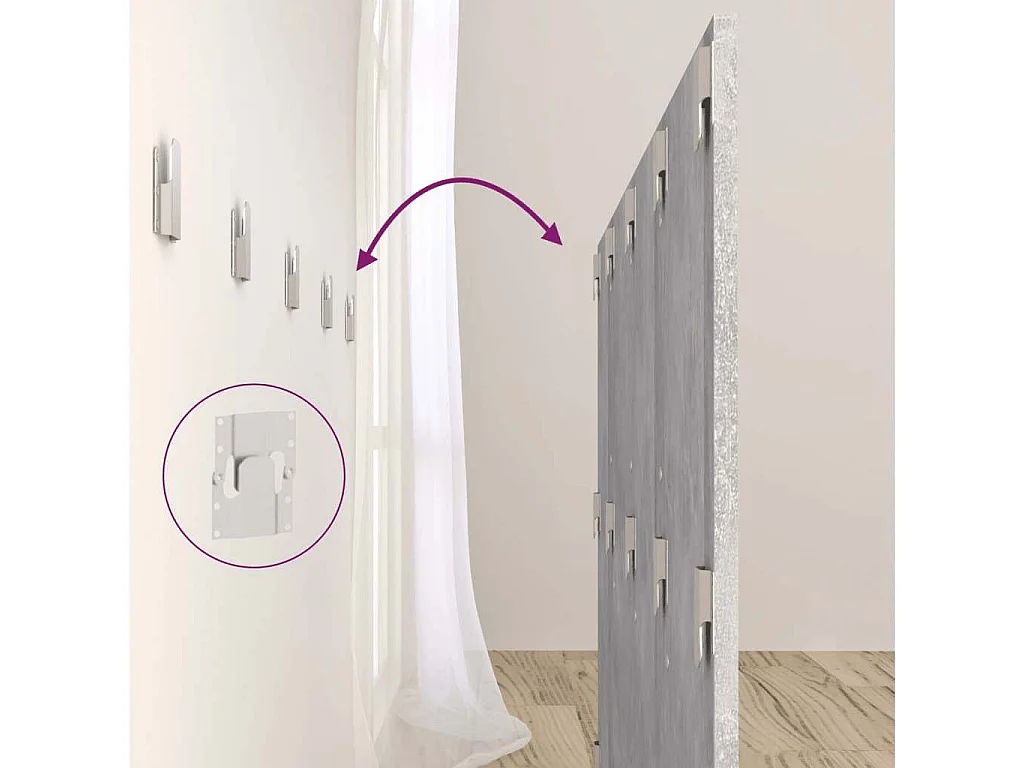 Testiera Letto con Comodini in Legno Multistrato Grigio Cemento